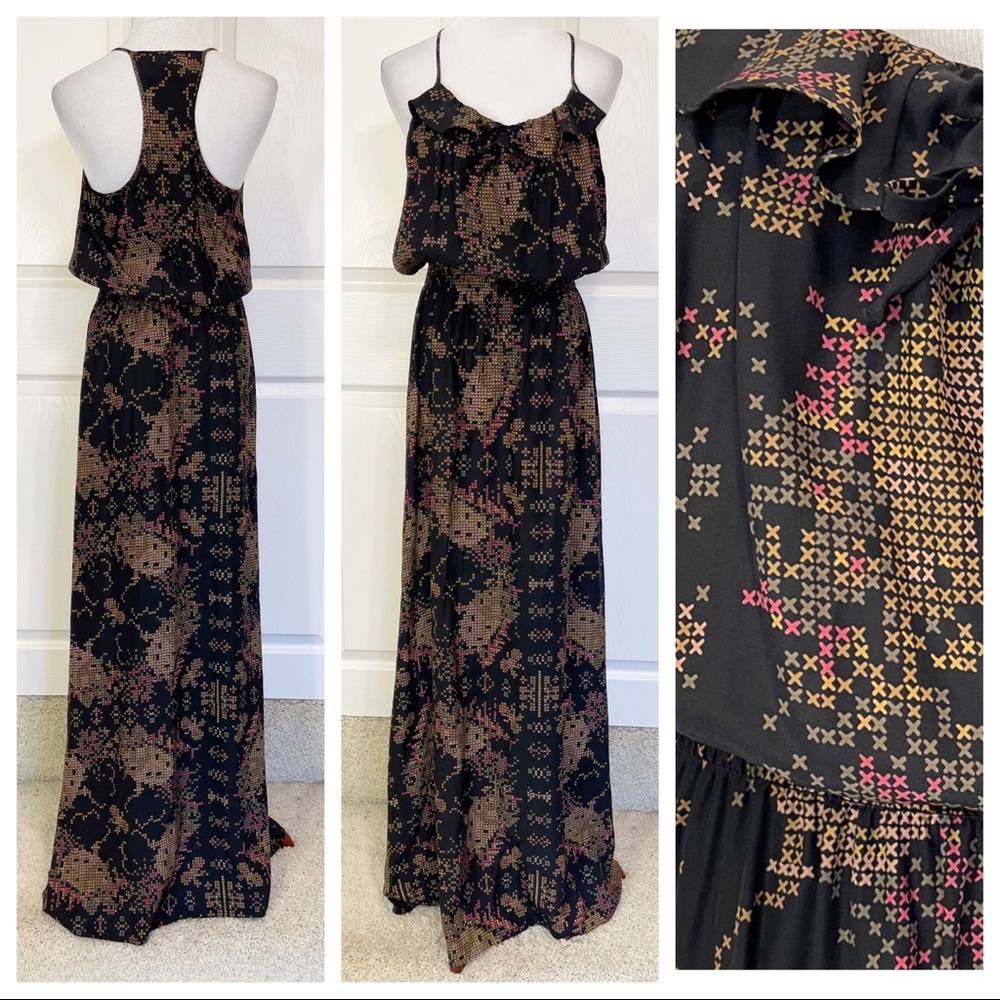 Parker Black and Gold Maxi Dress